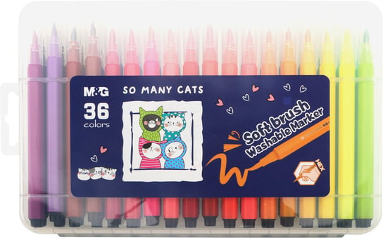 Pisak pędzelkowy So Many Cats, 1-4 mm, wodny, zestaw 36 kolorów, M&G MG
