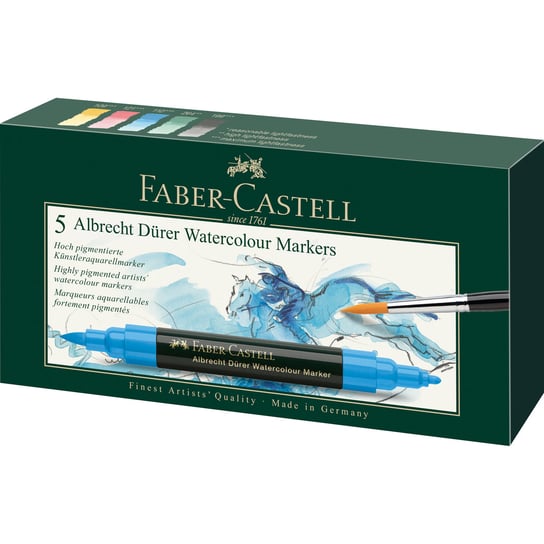 Pisaki akwarelowe, dwustronne A.Durer, 5 kolorów Faber-Castell