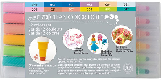 Pisaki Clean Color Dot, 12 kolorów KURETAKE