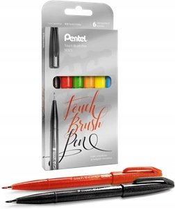 Pisaki Pędzelkowe Pentel Brush Pen Ses15 Mix 6 Kol Pentel