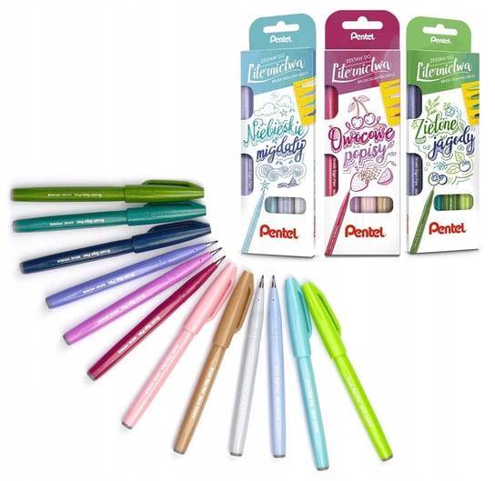 Pisaki pędzelkowe PENTEL Sign Pen Brush 12k pastel Pentel