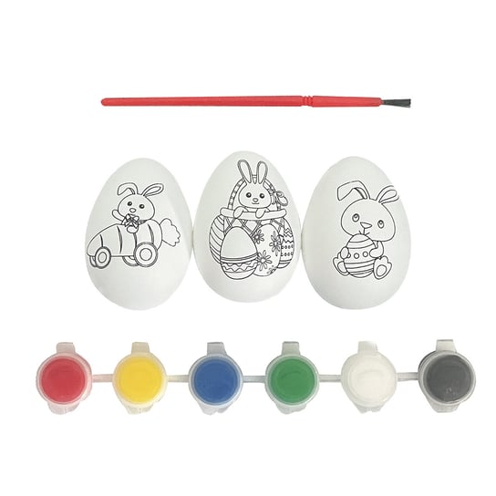 Pisanki do malowania z farbkami + pędzel kolorowe jajka do dekoracji DIY 3x Inna marka