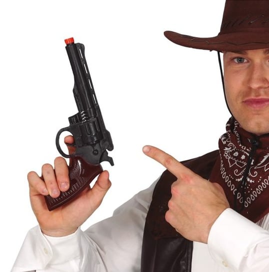 Pistolet kowbojski kowboja czarny atrapa do stroju Guirca