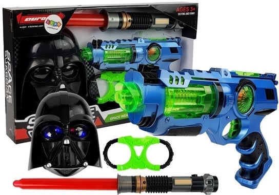 Pistolet Laserowy Miecz Świetlny Maska Kajdanki Zestaw z Akcesoriami Lean Toys