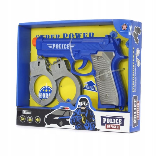 Pistolet Na Baterie + Kajdanki Zestaw Policja Midex