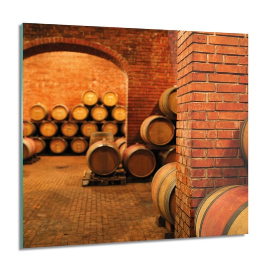Piwnica wino beczki foto szklane na ścianę, 60x60 cm ArtPrintCave