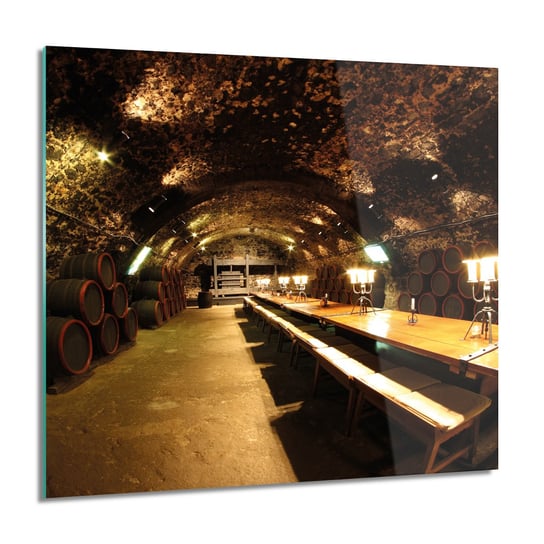 Piwnica wino beczki foto szklane na ścianę, 60x60 cm ArtPrintCave