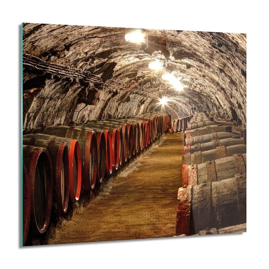 Piwnica wino beczki obraz na szkle ścienny, 60x60 cm ArtPrintCave