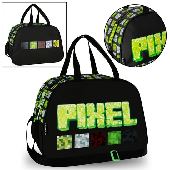 Pixel Game Chłopięca, pojemna torba gimnastyczna/podróżna na ramię 39x16x27cm Starpak