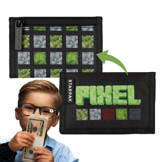 Pixel Game Chłopięcy portfel, portfel na rzep dla dziecka Starpak