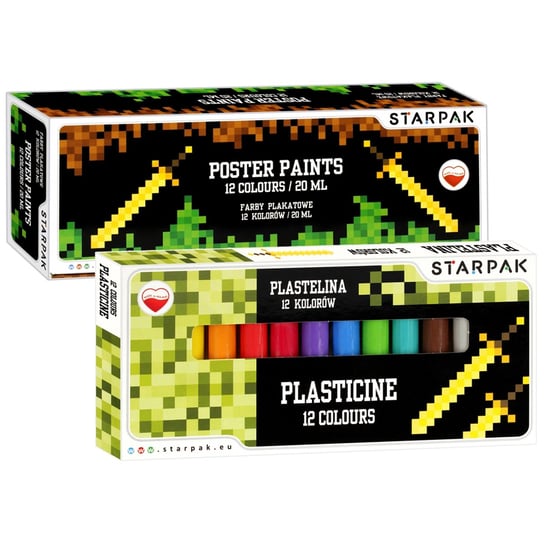 Pixel Game Zestaw przyborów plastycznych dla chłopca: plastelina + farby plakatowe Uniwersalny Starpak