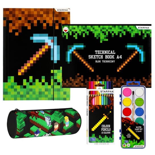 Pixel Game Zestaw przyborów szkolnych, przybory plastyczne dla chłopca Uniwersalny Starpak