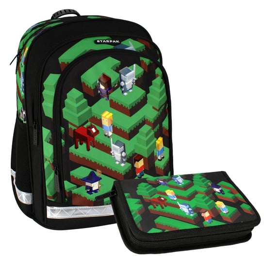 Pixel Game Zestaw szkolny: Plecak z odblaskami 40x29x20 + piórnik bez wyposażenia Uniwersalny Starpak