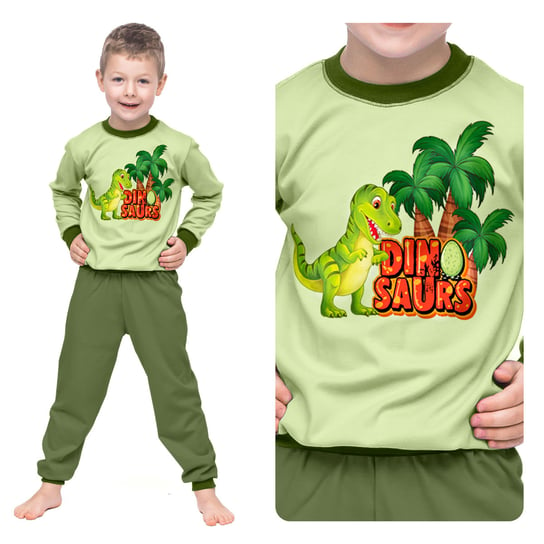 Piżama Chłopięca Ciepła Zimowa Bawełniana Dwuczęściowa Zielona Z Dinozaurem 98 Inna marka