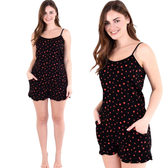 Piżama damska letnia koszulka na ramiączkach i szorty czarna w serduszka XL Inna marka
