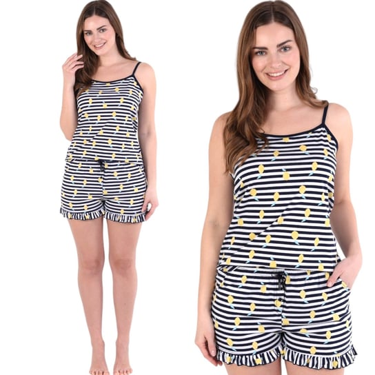 Piżama damska letnia koszulka na ramiączkach i szorty w paski cytryny XL Inna marka