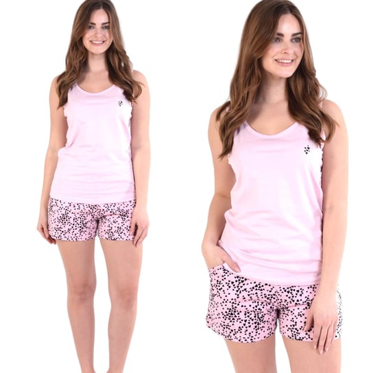 Piżama damska letnia luźna koszulka top i szorty różowa w serduszka S Inna marka