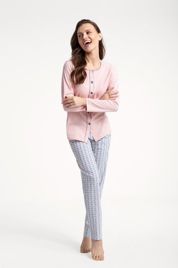 Piżama Damska Luna Kod 599 Różowa / Spodnie Geometryczny Druczek  4Xl Luna