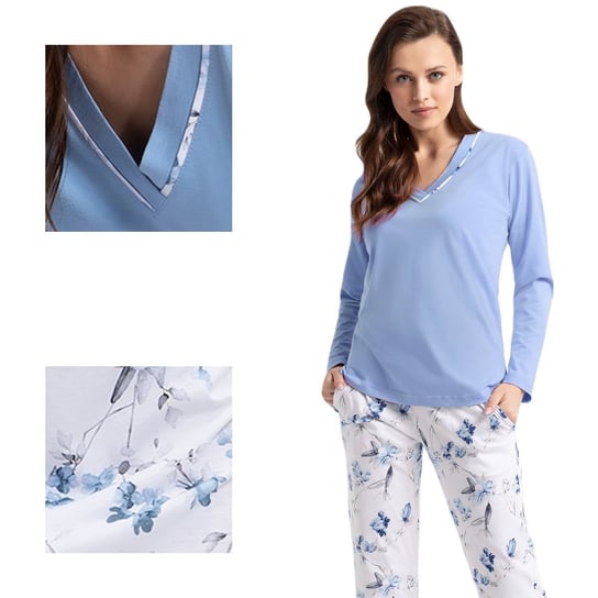 Piżama damska LUNA kod 675 niebieska / biała szara w orientalne kwiaty  XXL Luna