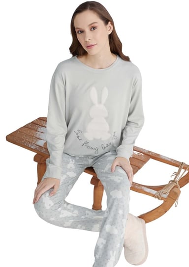 Piżama Damska ocieplana sweterkowy ciepły materiał L 40 zimowa termalna Inna marka