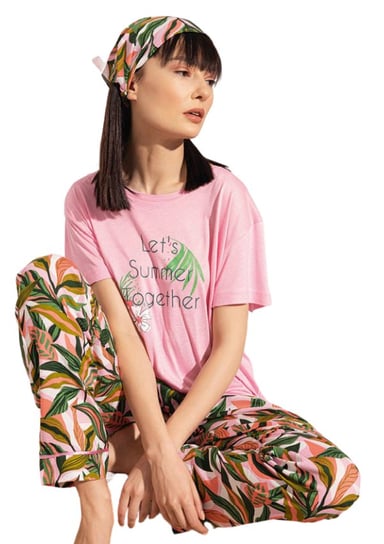Piżama Damska wiskoza krótki rękaw XL kwiaty Vienetta