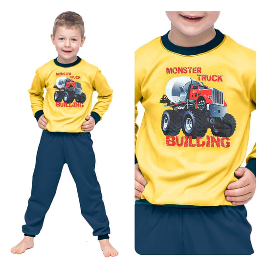 Piżama Dla Dzieci Chłopięca Ciepła Bawełna 100% Zimowa Z Nadrukiem Monster Truck 104 Inna marka
