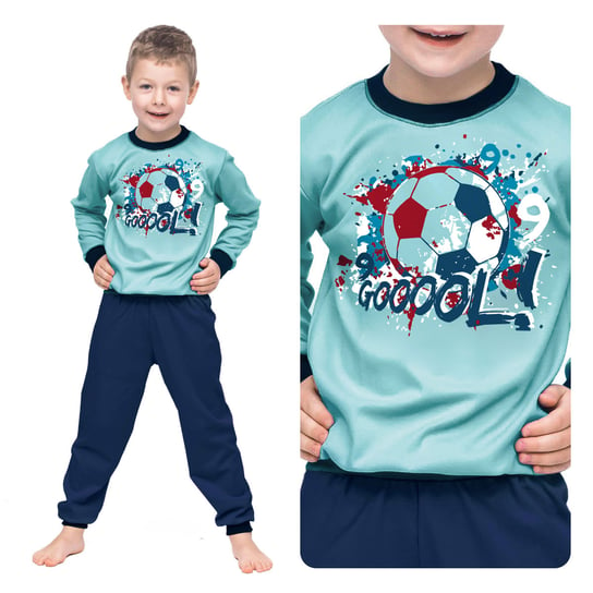 Piżama dziecięca dla chłopca ciepła z długim rękawem i spodniami bawełniana piłka nożna 92 Inna marka