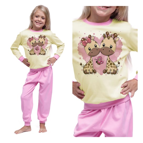 Piżama Dziecięca Dla Dziewczynki Bawełna 100% Z Długim Rękawem Ciepła Zimowa Żyrafy116 Inna marka