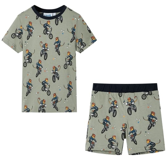 Piżama dziecięca z krótkimi rękawami, jasne khaki, 104 vidaXL