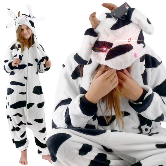 PIŻAMA KIGURUMI ONESIE LED RUCHOME USZKA KROWA XL Inna marka