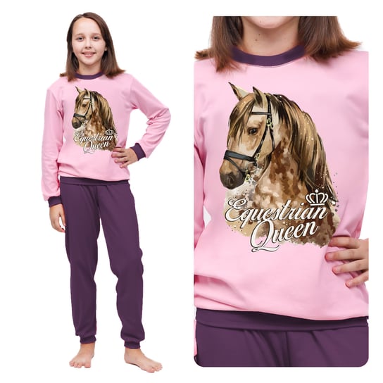 Piżama Młodzieżowa Dziewczęca Długi Rękaw Ciepła Bawełniana Prezent Dla Fanki Jeździectwa 158 Inna marka