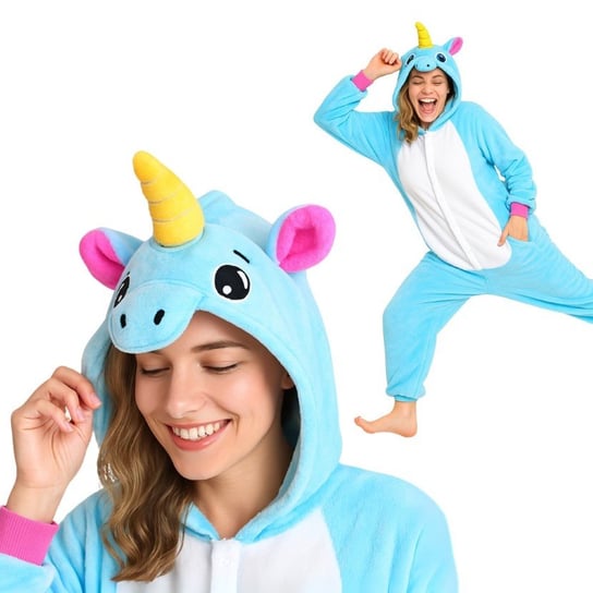 Piżama Onesie Kigurumi Kostium Niebieski Jednorożec M: 155 - 165cm nerd hunters