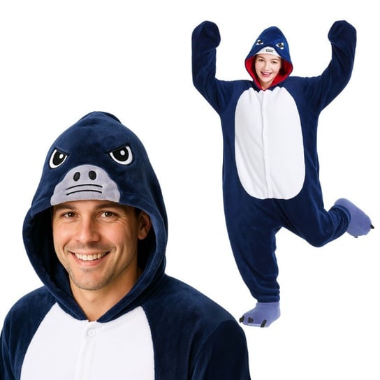 Piżama Onesie Kigurumi Kostium Niebieski Rekin S: 145-155cm nerd hunters