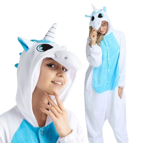 Piżama Onesie Kigurumi Kostium Przebranie Biały Jednorożec L: 165 - 175cm nerd hunters