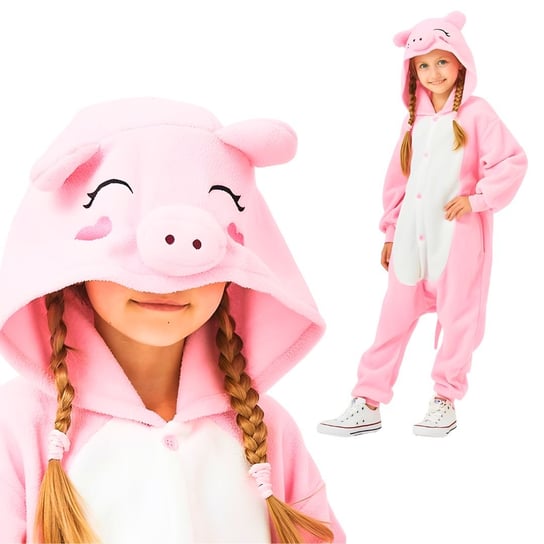 Piżama Onesie Kigurumi Kostium Przebranie Różowa Świnka 125 - 135cm nerd hunters