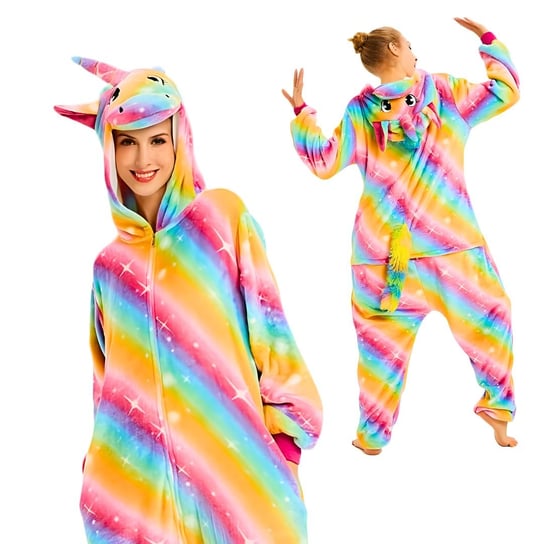 Piżama Onesie Kigurumi Kostium Tęczowy Jednorożec S: 145 - 155cm nerd hunters