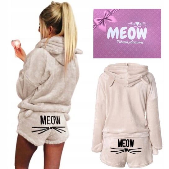 Piżama Pluszowa Ciepła Meow Komplet Bluza Shorty Kot M [Piz-Bz-M] Inna marka