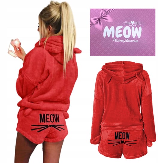 Piżama Pluszowa Ciepła Meow Komplet Bluza Shorty Kot M [Piz-Czer-M] Inna marka