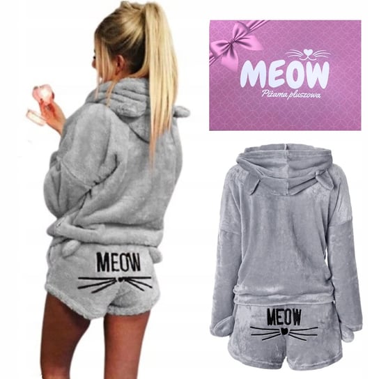 Piżama Pluszowa Ciepła Meow Komplet Bluza Shorty Kot M [Piz-Sz-M] Inna marka