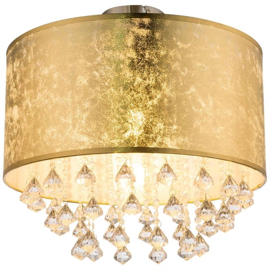 Plafon LAMPA sufitowa AMY 15187D3 Globo okrągła OPRAWA abażurowa z kryształkami glamour crystal złota przezroczysta Globo