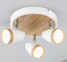 Plafon LAMPA sufitowa KAREN 5566 Rabalux okrągła OPRAWA skandynawska LED 12W 3000K regulowane reflektorki drewno białe Rabalux