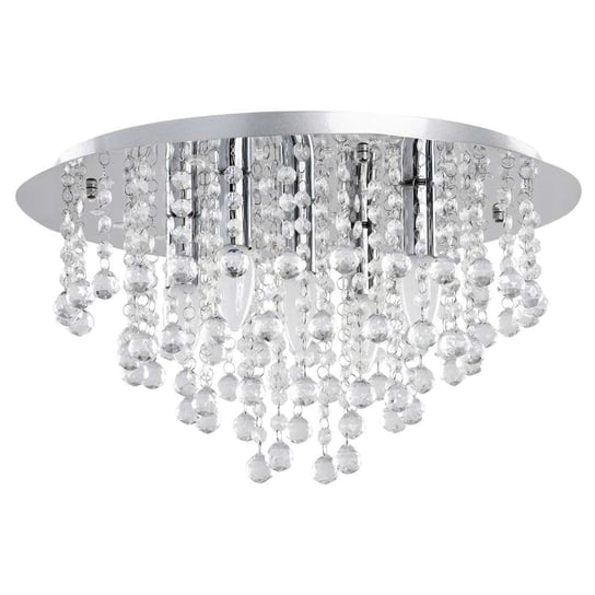 Plafon LAMPA sufitowa KET115 metalowa OPRAWA okrągła glamour z kryształkami crystal srebrna przezroczysta KET
