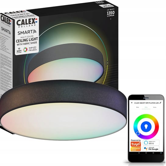 Plafon LED Lampa Sufitowa Czarna SMART WiFi 19W 1350lm RGB + CCT TUYA CALEX NNLED
