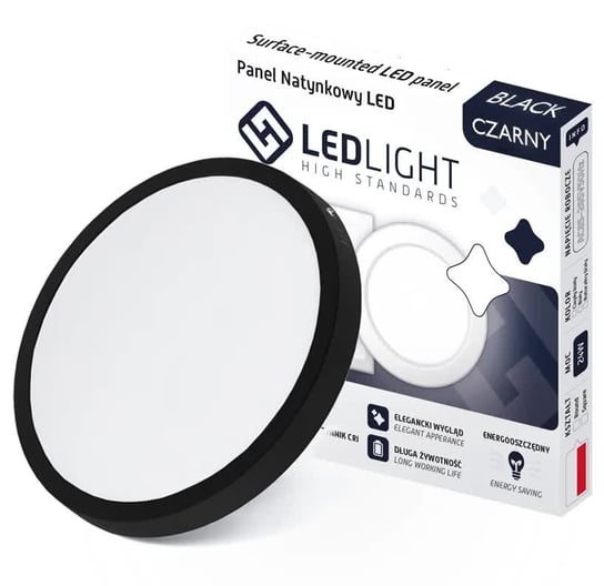 PLAFON LED PANEL NATYNKOWY NIEMRUGAJĄCY CCD CZARNY NEUTRALNY 24W HURTNET