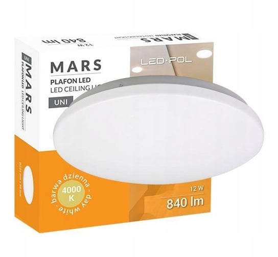 Plafon okrągły biały LED MARS 12W 4000K neutralna biel 840lm LED-POL ORO26016 LED-POL