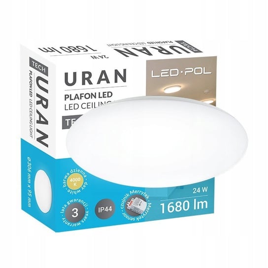 Plafon okrągły LED URAN 4000K - neutralna biel 1680lm IP44 czujnik ruchu LED-POL ORO26010 LED-POL