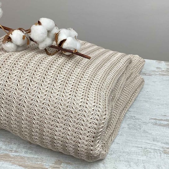 Plaid  knitted Gotton beige  200 x 220 textile4home