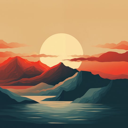 Plakat 100x100cm Zachód Słońca nad Górami Zakito Posters