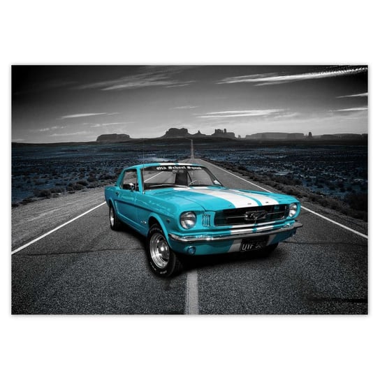 Plakat 100x70 Błękitny Ford Mustang ZeSmakiem