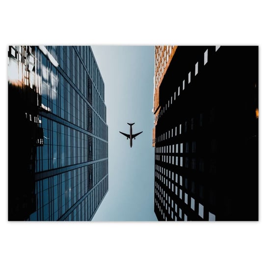 Plakat 100x70 Samolot między budynkami ZeSmakiem